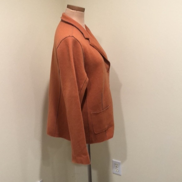 Eileen Fisher Merino Wool Sweater Jacket Size Large Orange - Picture 3 of 13